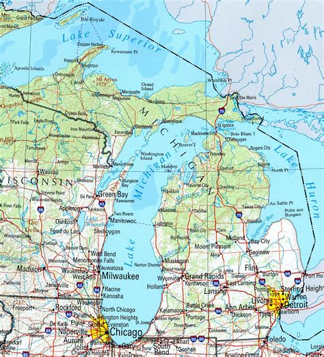 Landkarte Michigan Übersichtskarte