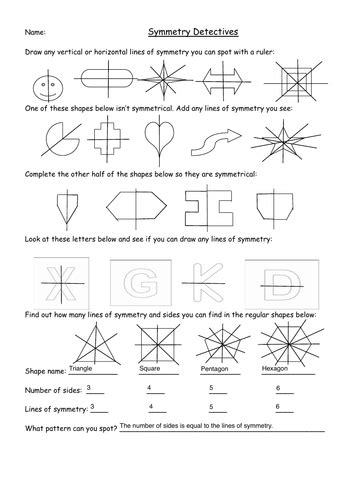 Symmetry In Shapes Lesson With Worksheets Year 23 Teaching Resources