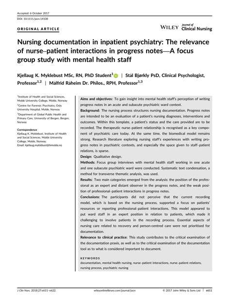 Pdf Nursing Documentation In Inpatient Psychiatry The Relevance Of
