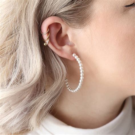 Pearl Hoop Earrings By Lisa Angel
