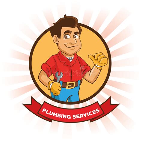 Plumbing Service Plumber Cartoon Design Graphic Stock Illustration
