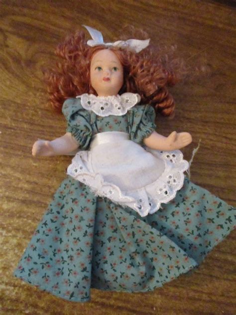 Porcelain Collectors Doll Green Dress With Curly Hair Etsy