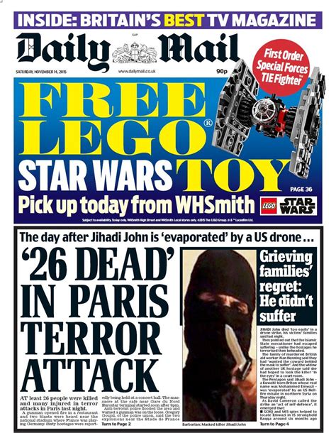 Nick Sutton On Paris Terror Attack Newspaper Front