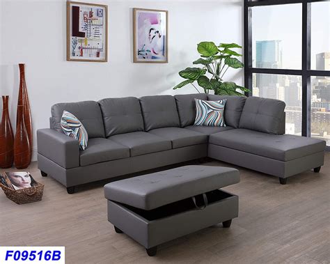 PonLiving Furniture Faux Leather 3 Piece Sectional India Ubuy