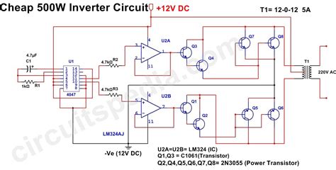 500w Inverter Circuit 12v Dc To 220v Ac Inverter Circuit Diagram