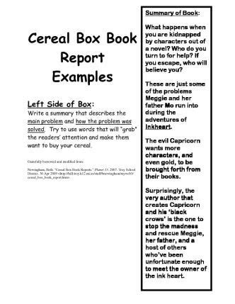 Check spelling or type a new query. cereal box book report | cereal-box-book-report-examples ...