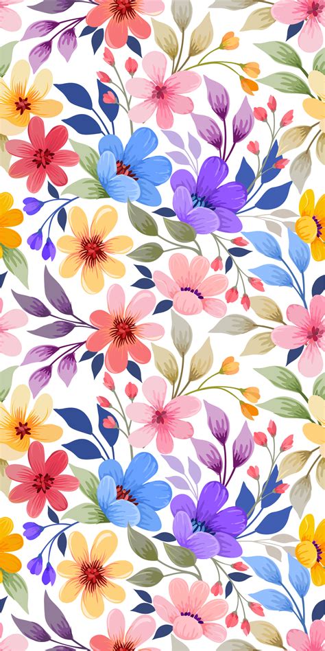 Blooming Colorful Flower Pattern Wallpaper Tenstickers