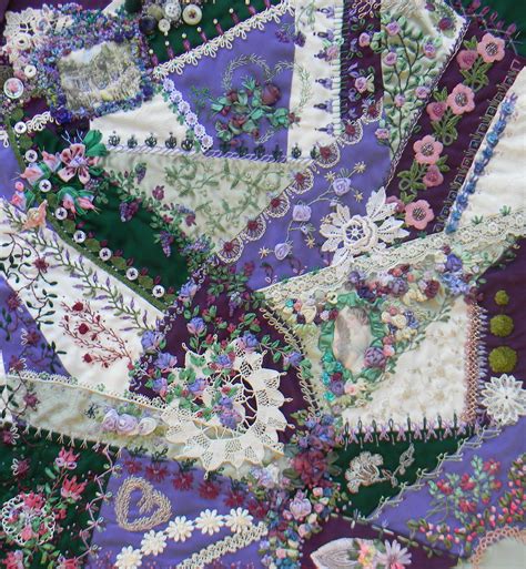 Encrusted Crazy Quilt With Silk Ribbon Embroidery By Janet Crazy