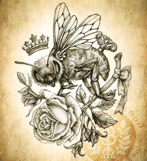Queen Bee And Rose Tattoo Design Bee Tattoo Steampunk Tattoo Queen