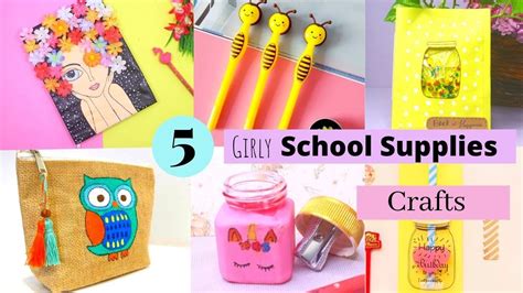 5 Girly School Supplies Diy Back To School Craft Ideas Youtube