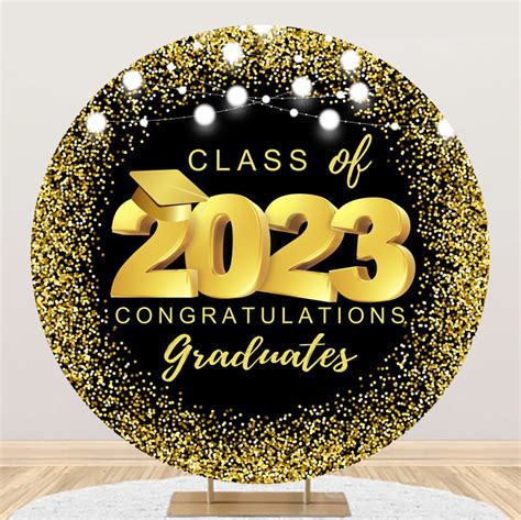 Glitter Class Of 2023 Congratulations Graduation Round Backdrop Fancy