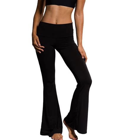lioraitiin women solid high waist flare wide leg trousers bell bottom yoga pants black