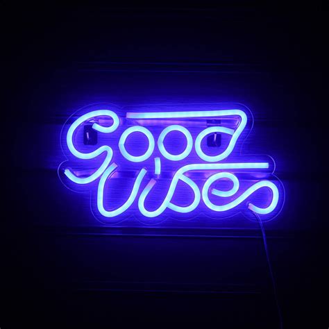 Lucunstar Good Vibes Neon Sign Blue Led Neon Wall Signs