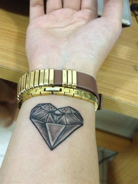 Diamond Heart Shape Tattoo On My Wrist