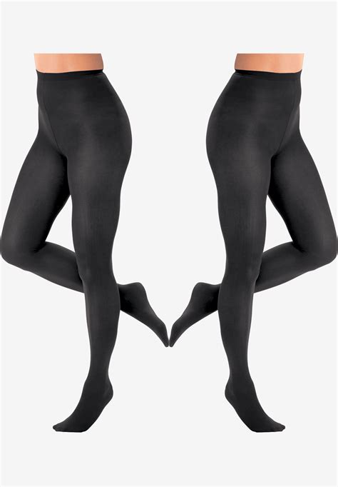 Comfort Choice Womens Plus Size 2 Pack Opaque Tights Ebay