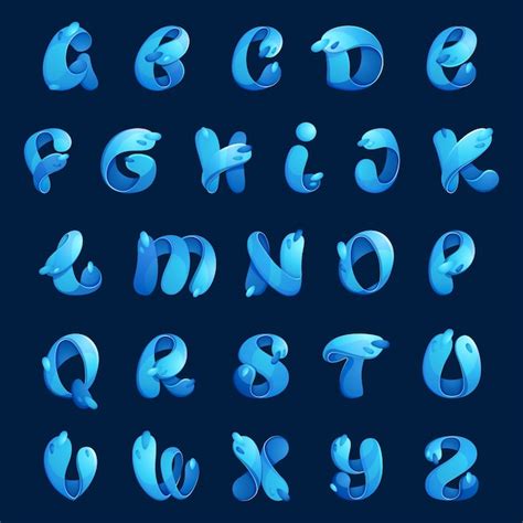 Premium Vector Font Style Text Effect Blue Letters