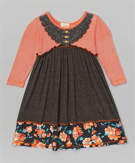 Charcoal And Coral Stripe Dress Girls Zulily Little Girl Fashion