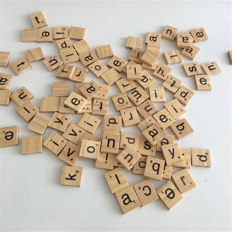 New Arrival 100 Wooden Alphabet Scrabble Tiles Black Letters And Numbers