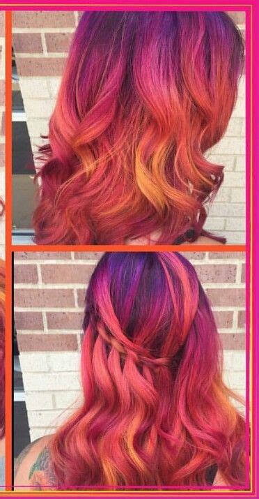 Purple Orange Dyed Hair Color Inspiration Vivid Hair