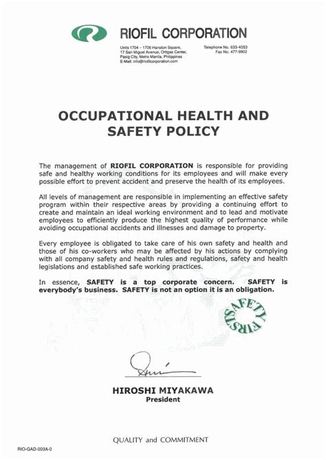 Environmental drilling, soil and sediment sampling, and geotechnical services as well as a wide. Safety Statement Sample | Mission statement examples ...