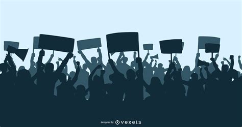 Mass Demonstration Silhouettes Crowd Vector Download