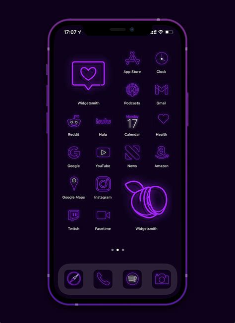 Aesthetic Icon Pack For Apps Logos Apple Phone Purple And White Glowing