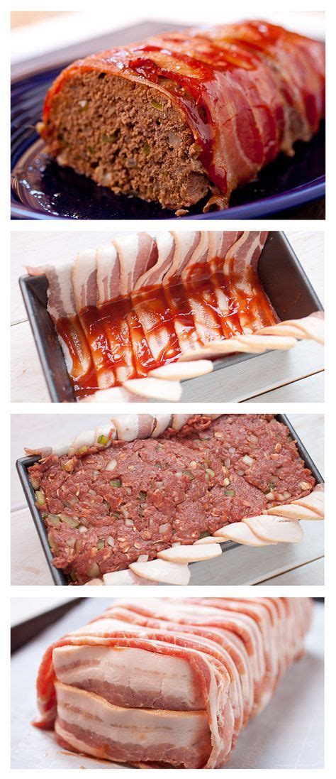 Continue baking until no longer pink in the center, about 10 more minutes. Bacon-Wrapped Meatloaf | Recipe | Food recipes, Bacon wrapped meatloaf, Cooking recipes