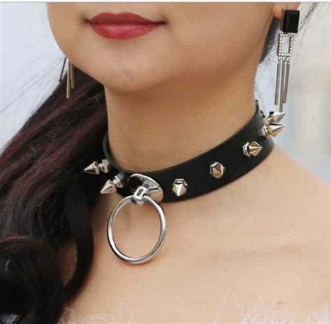 Sex Toys Slave Necklace Leather Choker With Metal Rings And Rivet24mm