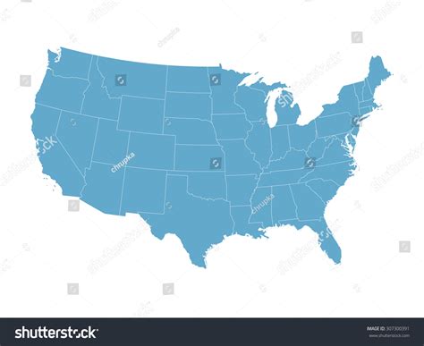 Blue Vector Map Of United States 307300391 Shutterstock