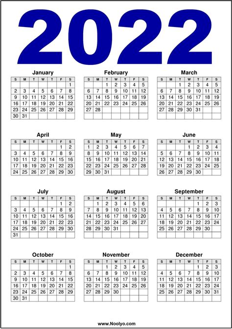 Large 2022 Calendar Customize And Print