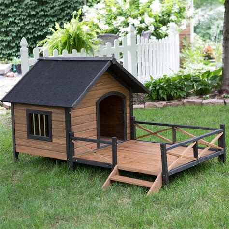 Large Dog House Lodge With Porch Deck Kennels Crates Solid