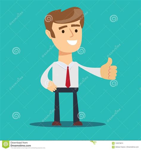 Business Man Give Thumb Up Sign. Stock Vector - Illustration of illustration, confident: 120079674