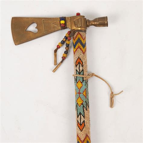Sold Price Native American Beaded Tomahawk Peace Pipe June 3 0119