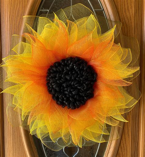 Sunflower wreath mesh sunflower wreath spring wreath | Etsy | Sunflower wreaths, Sunflower ...