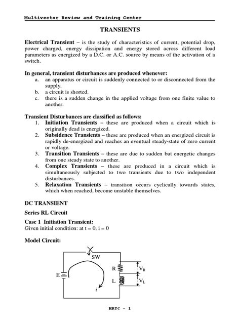 Transients Multivector Review And Training Center Pdf Steady State