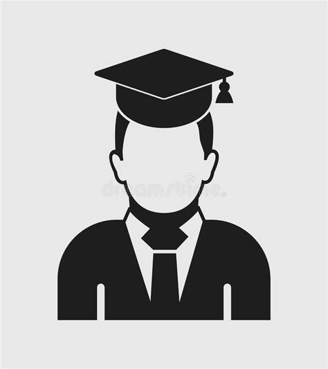 Male Graduate Student Icon With Gown And Cap Stock Vector