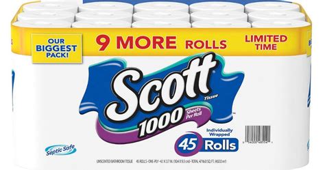Sams Club Scott 1000 Toilet Paper 45 Count Rolls Only 2468 Shipped