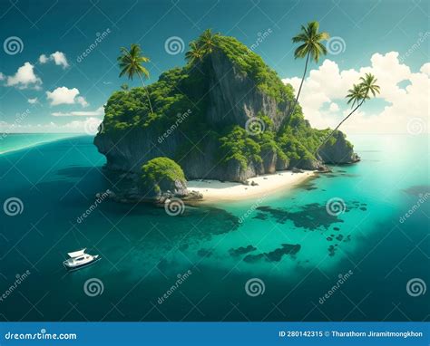 Coastal Haven: Serene Island Getaway Stock Illustration - Illustration