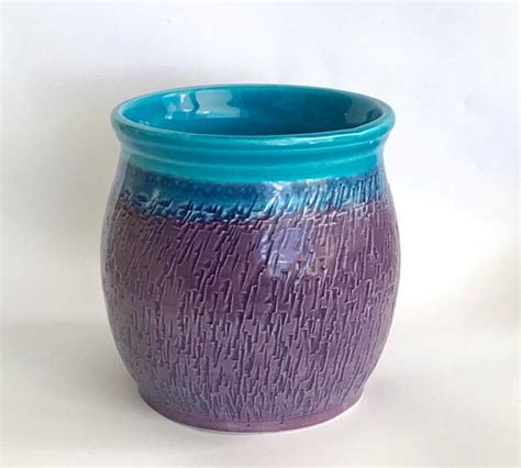 Ceramic Planter Purple Flower Pot Purple Pot Purple Planter Artisan