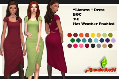 Lioness Dress By Annabellee25 Sims 4 Female Clothes