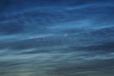 Noctilucent Clouds In The Night Sky Beautiful Natural Background Stock