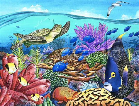 Carolyn Steele Painting Tropical Art Print Overunder Scene Caribbean