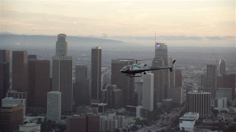 76k Stock Footage Aerial Video Lapd Helicopter Flying By Downtown Los