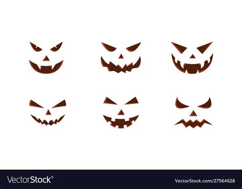 Halloween Ghost Faces Scary Pumpkin Devils Smiles Vector Image