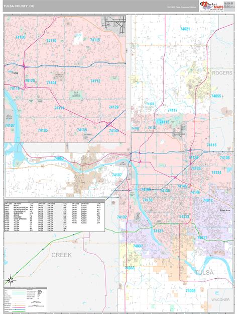 Tulsa County Ok Wall Map Premium Style By Marketmaps Mapsales