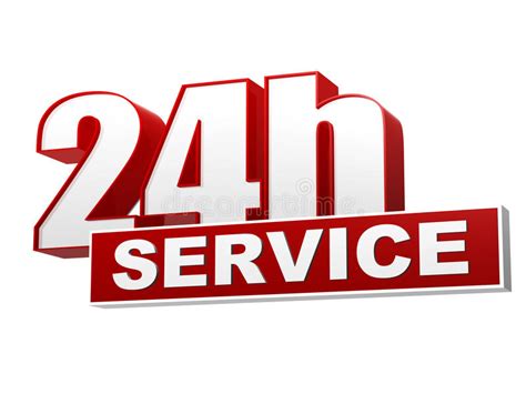 24h Service Red White Banner Letters And Block Stock Illustration