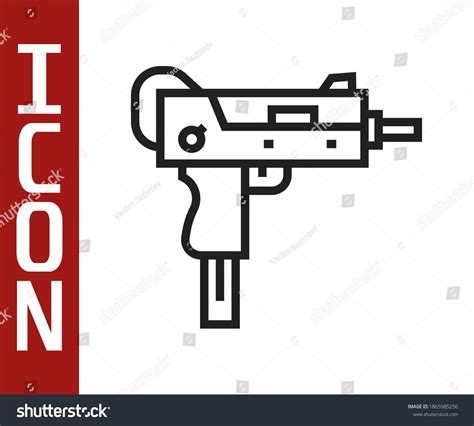 Black Line Uzi Submachine Gun Icon Stock Vector Royalty Free 1865985256