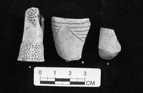 Ceramic Pipe Sherds From 41ce421 A Punctated Pipe Stem B Engraved