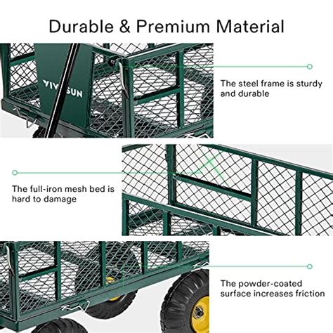 Vivosun Heavy Duty Steel Garden Cart 600 Pound Capacity Steel Utility