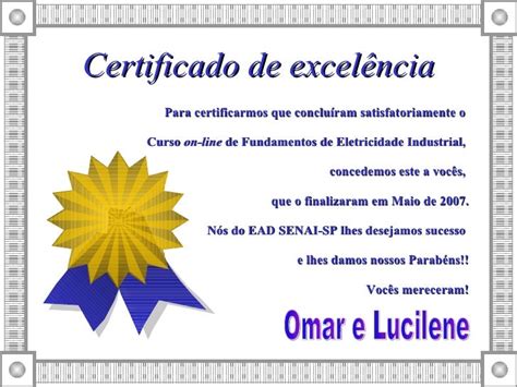 Certificado De Excelencia